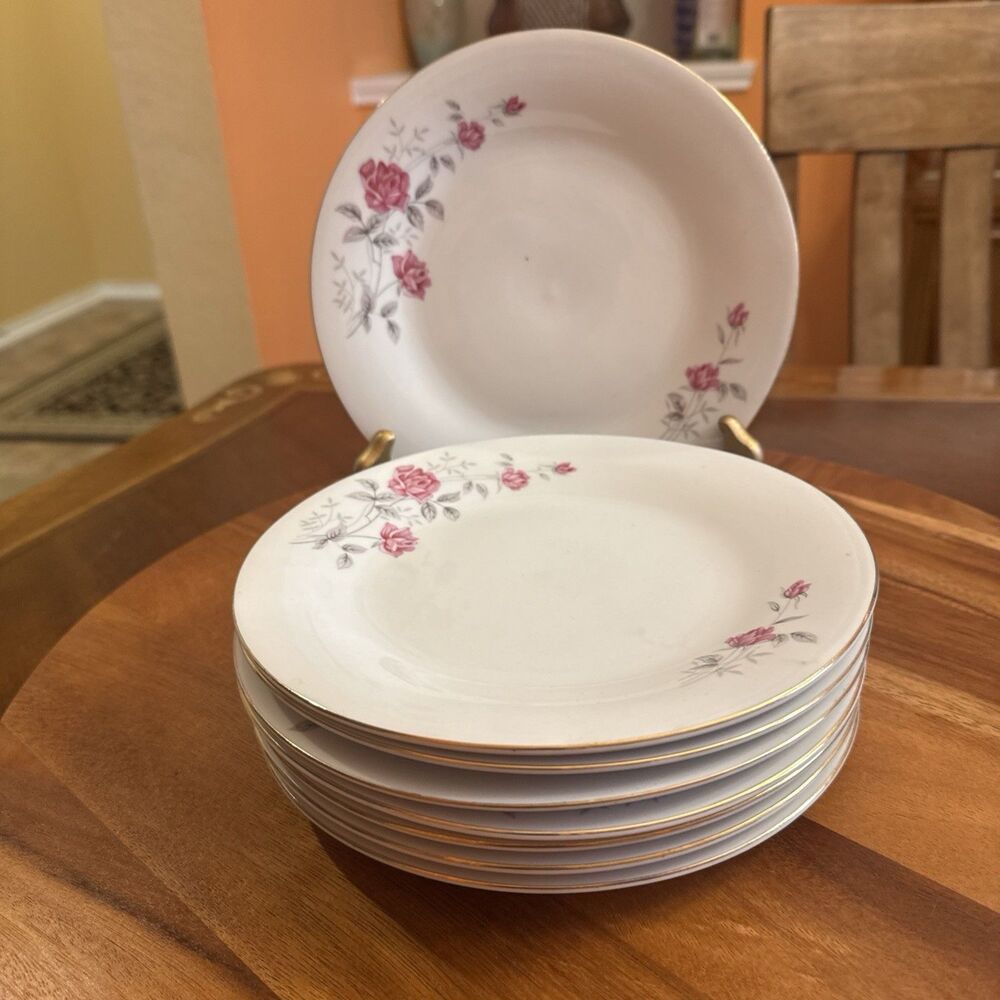 SALAD Plate Wedding Rose by China (Made in China) a set of 8